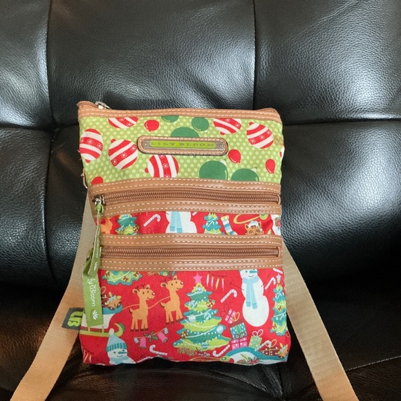 Lilly Bloom Holiday Cross Boy Bag Snowmen Reindeer and Cheer - Picture 1 of 6